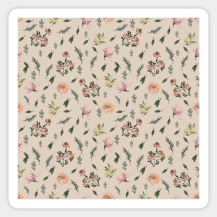 Pink and Rose Flowers Leafs Pattern Sticker
